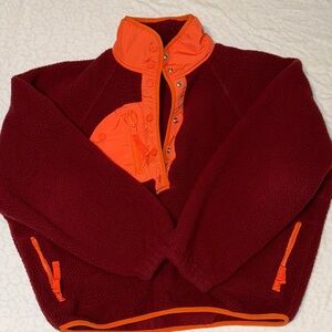 FP Movement by Free People Burgundy and Orange Zip Up Top